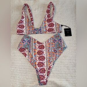 Skatie Venice Print Multicolor Patterned Bikini Set NWT